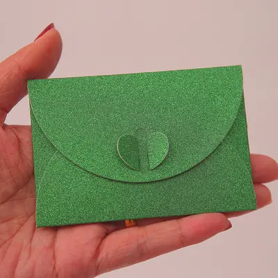 VIP Small Envelope Card Set 9.6 x 6.6 cm, Gold Glitter Invitation