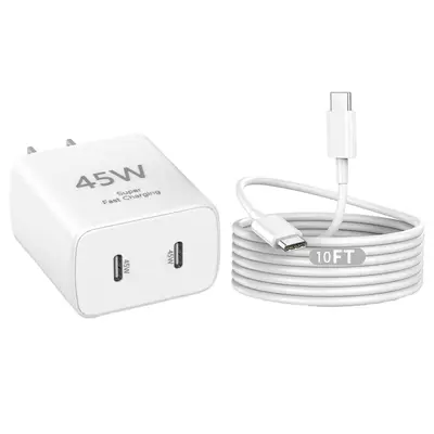 PD45W Süper Hızlı Şarj Cihazı Seti Çoklu USB Portlu GaN Adaptör ABD Fişi
