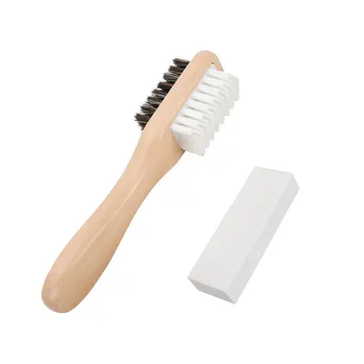 Massivholz-Wildlederbürste und Radiergummi-Set, Rosshaar-Schuhbürste für Schneestiefel