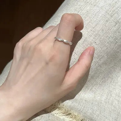 S925 Sterling Silver Lace Pattern Open Ring Women - 4