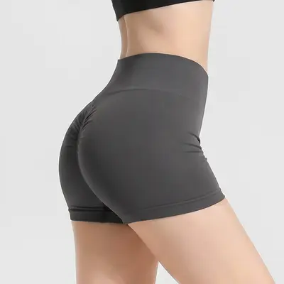 Yüksek Bel Şeftali Kalça Yoga Şortu Kadın Yaz Hızlı Kuruyan 3/4 Boy - 7