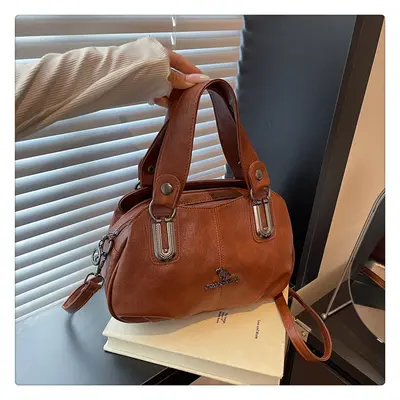 Large Capacity Soft Leather Crossbody Bag for Middle-Aged Women - 3