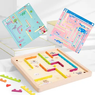 Labyrinth mit Kugelbahn für Kleinkinder, Konzentration und Logik Tischspiel