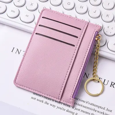 Ultra-Thin Compact Card Holder for Women with Zipper Coin Pocket and Multiple Card Slots - 11