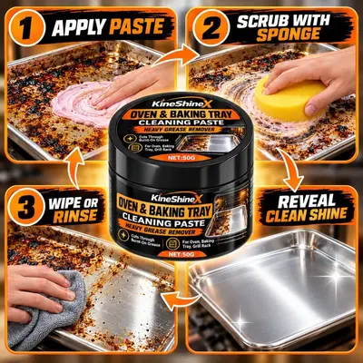 KineShineX fırın yağ temizleme macunu seti, 50 g, sarı sünger dahil