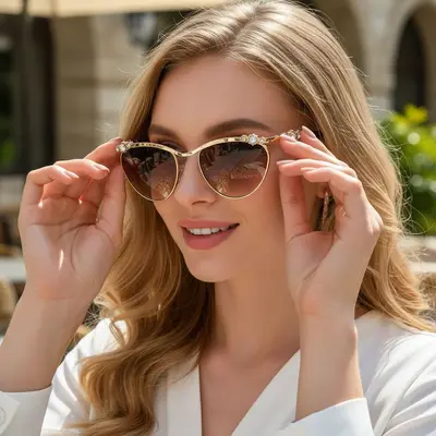 Rhinestone Polygon Sunglasses, European and American Style - 1