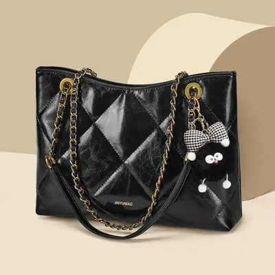 Women's Bag 2025, Quilted Chain Strap Tote Bag - 2