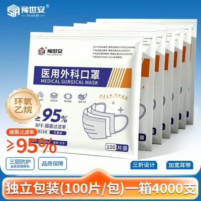Disposable Surgical Face Mask, Three-Layer, Medical Grade, Individually Packed - 12