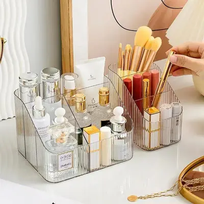 Clear Acrylic Cosmetics Storage Box with Pen Holder - 5