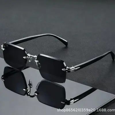Rimless Classic Unisex Sunglasses with UV Protection - 3