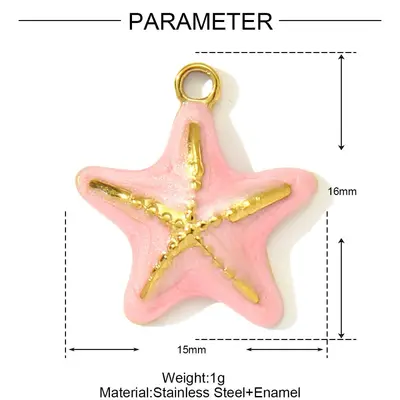 Starfish and Coconut Tree Titanium Steel Drop Earrings and Pendant, DIY Jewelry Accessory - 8