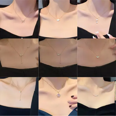 Titangold Damenkette mit Perlenkette