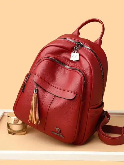 Kanguru Soft Leather Large Capacity Backpack - 3