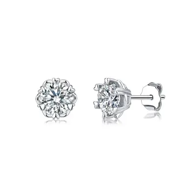 S925 Sterling Silver Heart Moissanite Stud Earrings for Women