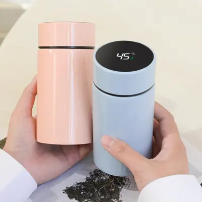 Paslanmaz Çelik Mini Cep Termos Bardak Akıllı Ekranlı Çocuk ve Öğrenci Su Bardağı - 3