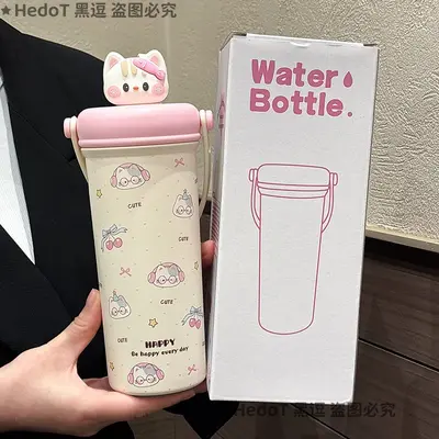 316 Stainless Steel Cat Insulated Cup with Straw, Portable - 10