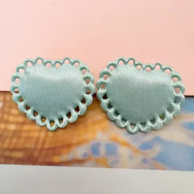 Light-colored satin heart bow hair clip, DIY handmade accessory - 11