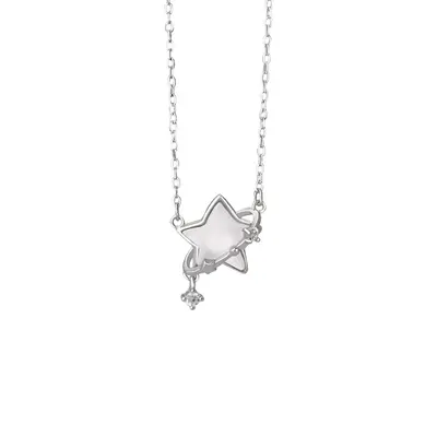 S999 silver shell star necklace women lightweight luxury artistic - 6