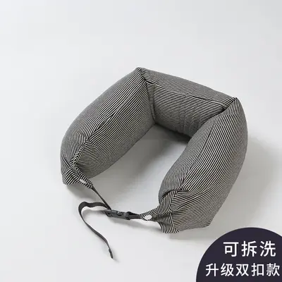 Muji U şeklinde yastık, Muji U şeklinde boyun yastığı, çizgili parçacık yastığı, araba boyun yastığı, Japon silindirik yastık, seyahat yastığı - 8