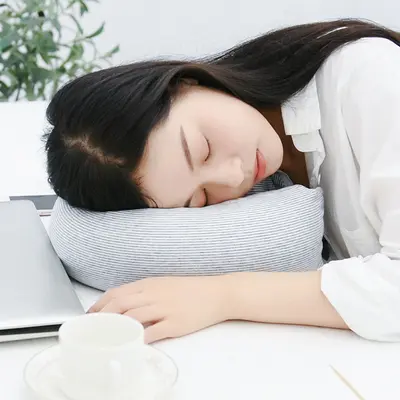 Japanese Style U-Shaped Jersey Neck Pillow with Foam Particles, Travel Size