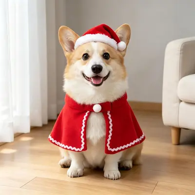 Pet Christmas Costume with Hat and Cape for Cats and Dogs - 10
