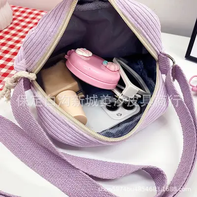 Corduroy Small Square Women's Shoulder Bag, Korean-Style Simple Crossbody - 5