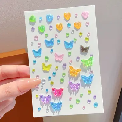 Kinder-Gesichtsaufkleber Schmetterling mit Strass, bunte Konzert-Make-up-Sticker - 12