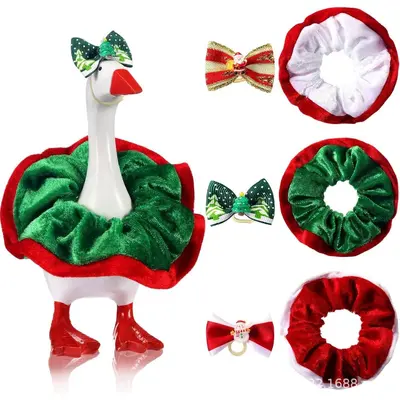 Christmas Knitted Outfit Set for 7-Inch Mini White Goose Figurine