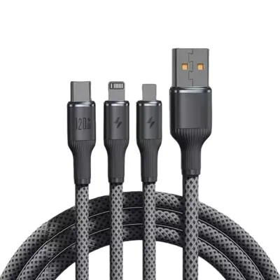 3-in-1 120W Super Fast Charging Braided Mobile Phone Charging Cable, Suitable for Apple Type-C and Android Data Cables. - 6