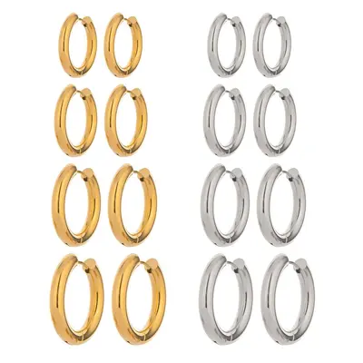 18K Gold-Plated Stainless Steel Plain Hoop Earrings