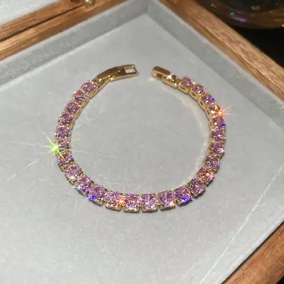 Zirconia Square Clasp Bracelet, Elegant Women's Jewelry - 8