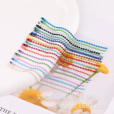 DIY takı aksesuarı renkli boncuk zinciri 10cm, Pindou yuvarlak boncuk demir boncuk zinciri, fırın boyalı zincir, etiket askı zinciri, asılı parça zinciri, Gu Ka zinciri