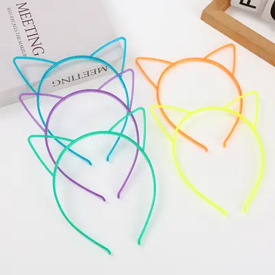 Fluorescent Cat Ear Headband, Glow-in-the-Dark Plastic for Kids