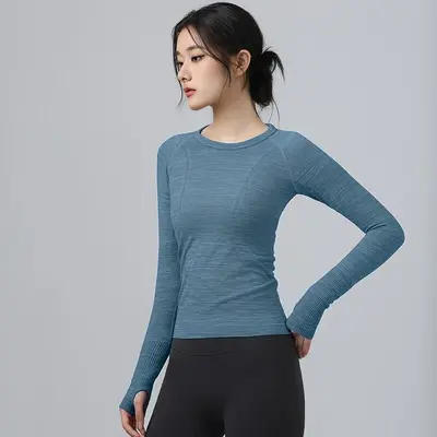 Women's yoga top, long sleeve, quick-dry, outdoor - 9