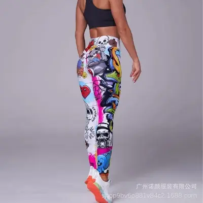 3D Printed Cartoon Anime Pencil Pants, Women's Yoga Leggings, Vacation Style - 5