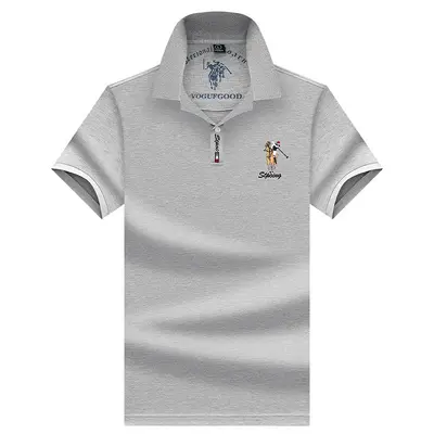 Men's Short Sleeve Pure Cotton Solid Color Polo Shirt - 8