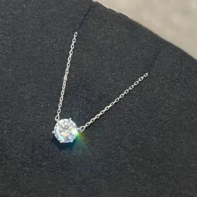 Sechszackiger Zirkon-Anhänger mit Kette für Damen - 6