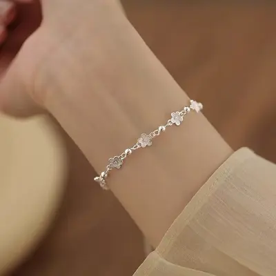 925er Silber Blüten-Armband elegant für Damen - 3