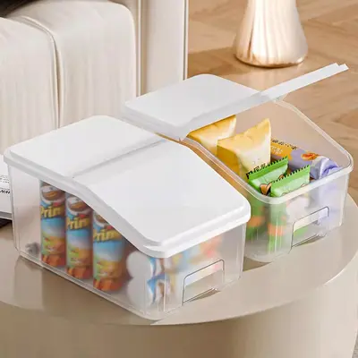 Kitchen storage box with lid refrigerator organizer with wheels