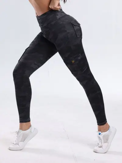 Women's Butt-Lifting Yoga Leggings with Button Pocket, Breathable