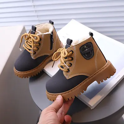 Kids' Winter Fleece-Lined Martin Boots, Non-Slip Sole, Boys and Girls