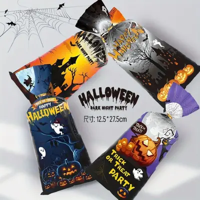 Halloween Candy Bag with Pumpkin and Bat Design - 11