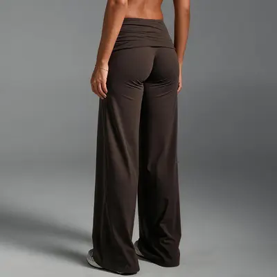Bol kesim yoga pantolonu, zayıflatıcı uzun koşu ve pilates pantolonu