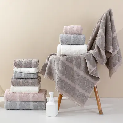 Baumwoll-Jacquard Handtuch- und Badetuchset - 2