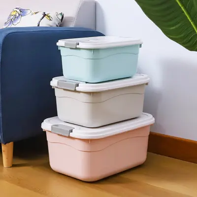 Ev plastik kalınlaşmış saklama kutusu, tek parça taşınabilir kapalı çeşitli eşyalar öğrenci yurdu büyük oyuncak saklama kutusu - 4