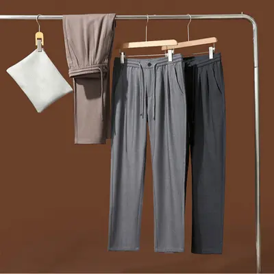 Tencel Wool Blend Men's Casual Pants, Summer Breathable