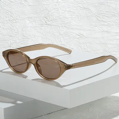 2024 New Women's Cat-Eye Sunglasses Personalized Small Frame Sunglasses Women's Round Retro Sunglasses Factory Wholesale