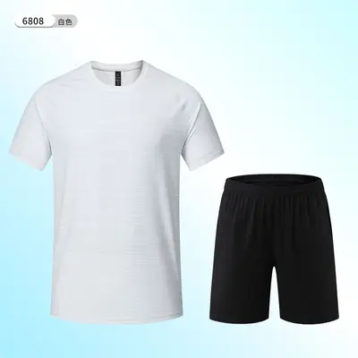 Round Neck Short-Sleeve Fitness T-Shirt Set, Lightweight, Quick-Dry and Breathable