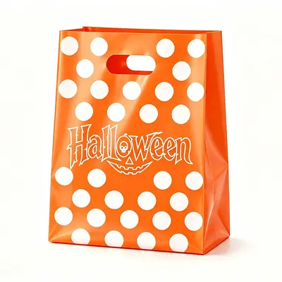 Halloween Black Plastic Handbag, Pumpkin Candy Bag - 8