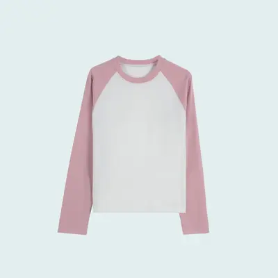 Kadın Düz Kesim Kontrast Raglan Kollu Tişört, Model 5603 - 8